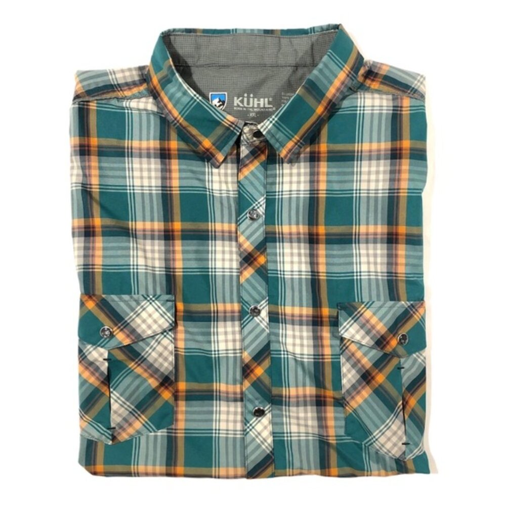 Kuhl Konquer Plaid Snap Front Shirt Men's XXL Short Sleeves Gorpcore Outdoors